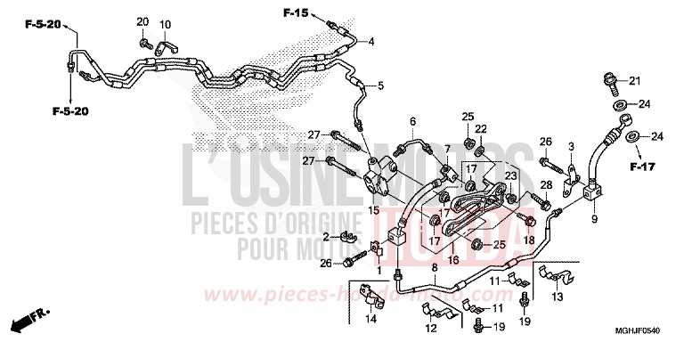 FLEXIBLE DE FREIN de VFR1200X "Crosstourer" Méca CANDY PROMINENCE RED (R342) 2018